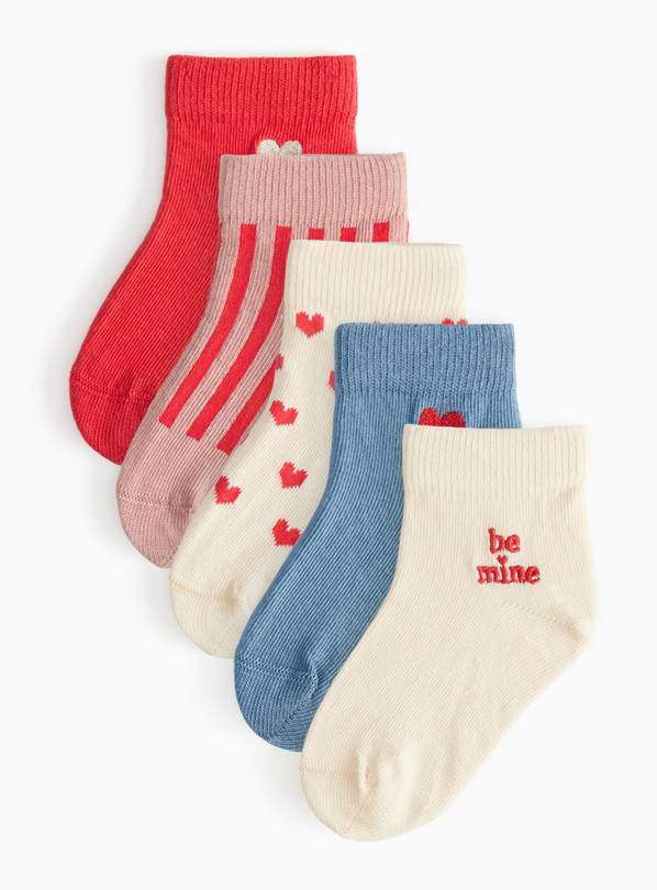 Valentine's Heart Socks 5 Pack 1-6 months